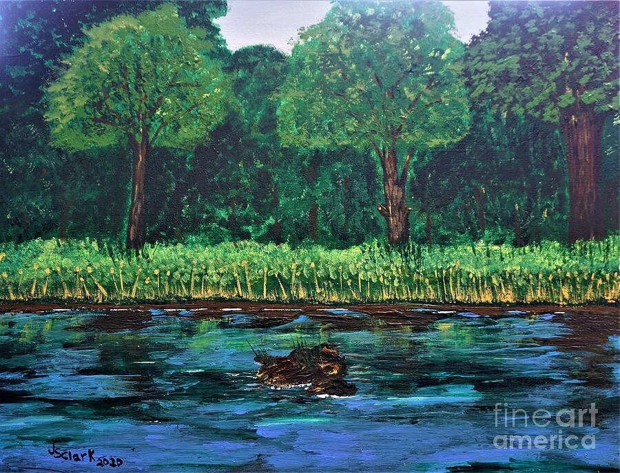 By The River — landscape painting by Jimmy S. Clark Jr.
