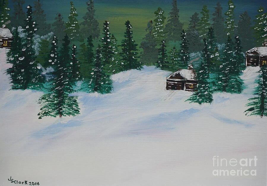 Cabins In The Woods — landscape painting by Jimmy S. Clark Jr.