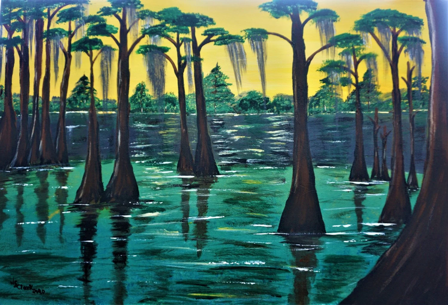 Cypress Under the Sun — landscape painting by Jimmy S. Clark Jr.